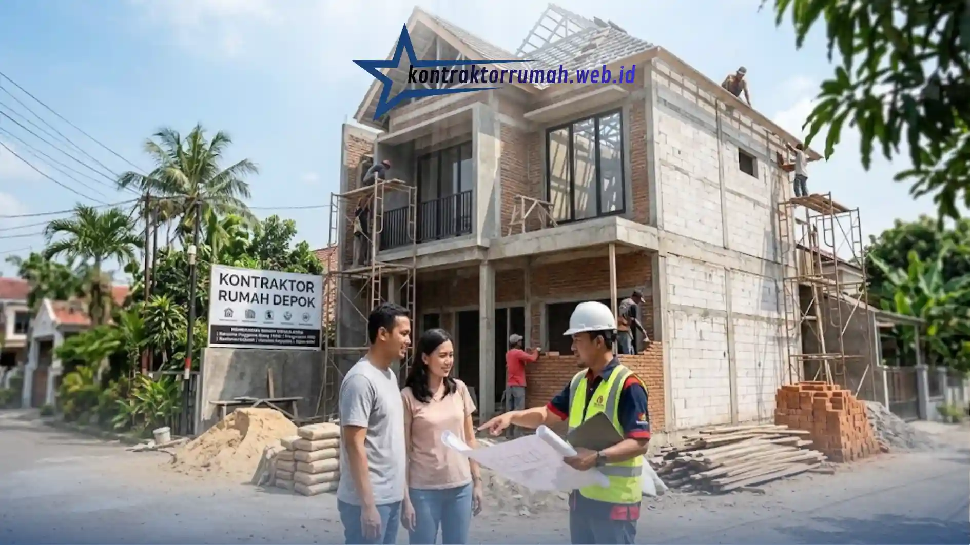 Proyek pembangunan rumah oleh kontraktor rumah Depok yang sedang berjalan