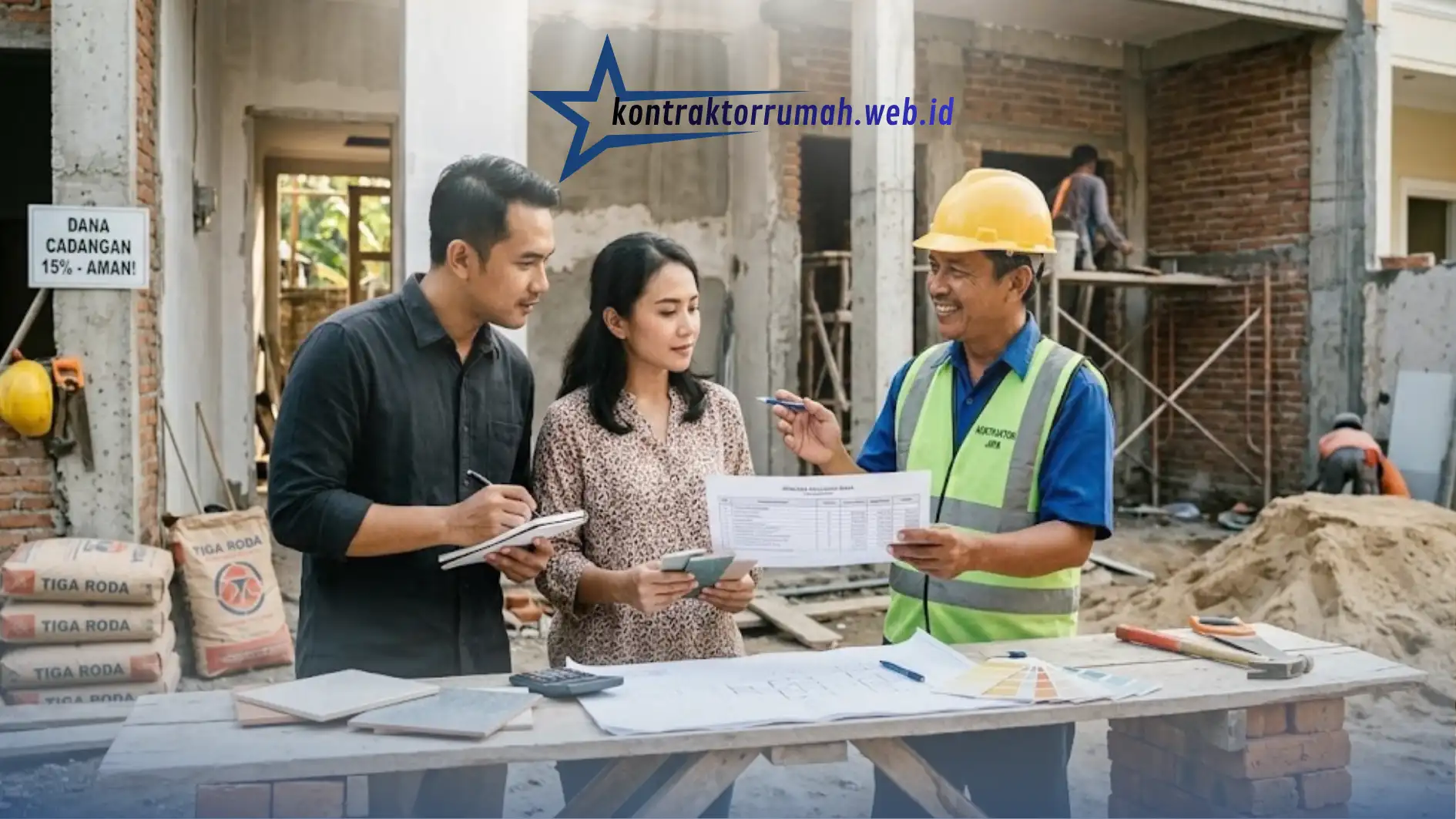 Pemilik rumah pemula menegosiasikan harga dengan kontraktor secara sopan